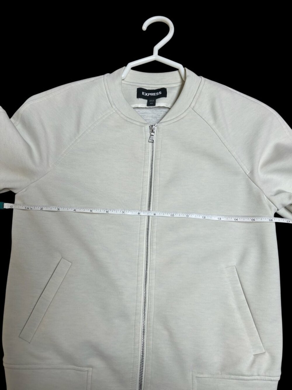 Express Ivory Bomber Jacket Size XXS Full-Zip Long Sleeve Medium-Lightweight Wom - Picture 6 of 7